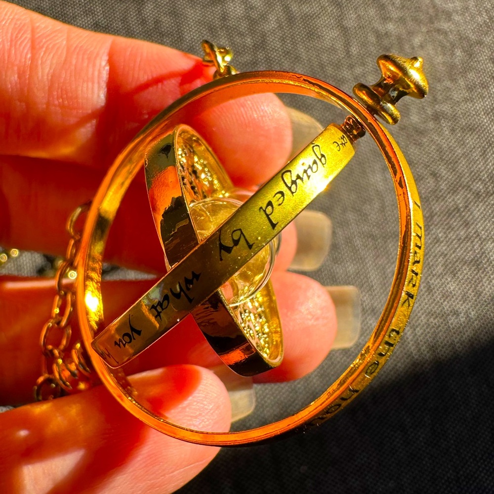 Harry Potter Iconic Gold Rotating Time Turner Pendant Necklace
